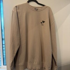 Unisex Tan Sweater with Martini Glass Design